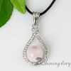 teardrop semi precious stone rose quartz jade and crystal rhinestone necklaces pendants design A