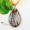 teardrop silver foil with lines murano glass necklaces pendants design C