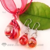 teardrop swirled venetian murano glass pendants and earrings jewelry red