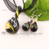 teardrop swirled venetian murano glass pendants and earrings jewelry black