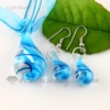 teardrop swirled venetian murano glass pendants and earrings jewelry light blue