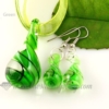 teardrop swirled venetian murano glass pendants and earrings jewelry green