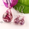 teardrop swirled venetian murano glass pendants and earrings jewelry purple