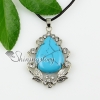 teardrop turquoise amethyst agate glass opal jade semi precious stone rhinestone necklaces pendants design A