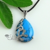 teardrop wave rose quartz glass opal turquoise jade semi precious stone rhinestone necklaces pendants design A