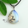 teardrop wave rose quartz glass opal turquoise jade semi precious stone rhinestone necklaces pendants design B