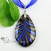 teardrop with flowers inside glitter with lines lampwork murano glass necklaces pendants design B