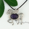 tiger's-eye rose quartz amethyst agate lapis lazuli semi precious stone rhinestone horse wings oval necklaces with pendants design F