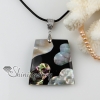 trapezoid oval patchwork sea water rainbow abalone black oyster shell mother of pearl necklaces pendants design A