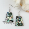 trapezoid patchwork seawater rainbow abalone white oyster shell mother of pearl dangle earrings design B
