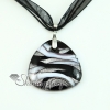 triangle glitter silver foil with lines murano lampwork glass venetian necklaces pendants design A