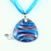 triangle glitter silver foil with lines murano lampwork glass venetian necklaces pendants design B
