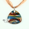 triangle glitter silver foil with lines murano lampwork glass venetian necklaces pendants design F