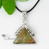 triangles semi precious stone rose quartz tiger's-eye glass opal necklaces pendants design C