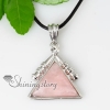 triangles semi precious stone rose quartz tiger's-eye glass opal necklaces pendants design A