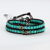 turquoise silver skull bead beaded leather wrap bracelets turquoise
