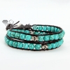 turquoise silver skull beaded double wrap leather bracelets turquoise
