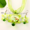 turtle foil venetian murano glass pendants and earrings jewelry green