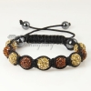 two color alternating macrame disco ball pave beads bracelets design B