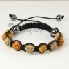 two color alternating macrame disco ball pave beads bracelets design D