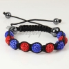 two color alternating macrame disco ball pave beads bracelets design A