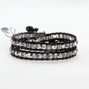 two colors crystal beaded single wrap leather bracelets design A