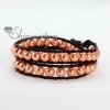 two layer pearl bead beaded leather wrap bracelets design A