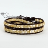 two layer shell bead beaded leather wrap bracelets yellow