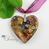 valentine's day heart millefiori gold foil murano glass necklaces pendants design E