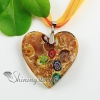 valentine's day heart millefiori gold foil murano glass necklaces pendants design D