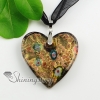 valentine's day heart millefiori gold foil murano glass necklaces pendants design B