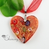 valentine's day heart millefiori gold foil murano glass necklaces pendants design A