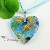 valentine's day heart millefiori gold foil murano glass necklaces pendants design C