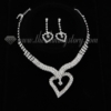 wedding bridal prom rhinestone heart necklaces and earrings silver
