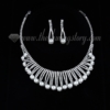 wedding bridal prom rhinestone pearl necklaces and earrings silver