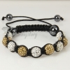 white alternating macrame disco ball pave beads bracelets design B
