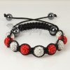 white alternating macrame disco ball pave beads bracelets design C