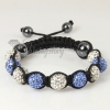 white alternating macrame disco ball pave beads bracelets design A