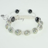 white cord macrame disco glitter ball pave beads bracelets design F