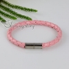 woven magnetic buckle pu leather bracelets unisex pink