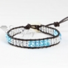 wrap leather crystal beaded bracelets jewellery light blue