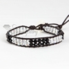 wrap leather crystal beaded bracelets jewellery black
