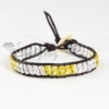 wrap leather crystal beaded bracelets jewellery yellow