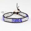 wrap leather crystal beaded bracelets jewellery blue