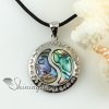 yinyang taiji rainbow abalone pink oyster shell mother of pearl rhinestone necklaces pendants design A