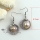round pink oyster sea shell mother of pearl freshwater pearl earrings