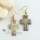 cross filigree penguin oyster sea shell mother of pearl dangle earrings