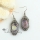 oval rainbow abalone oyster sea shell mother of pearl rhinestone dangle earrings