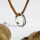 genuine leather stainless steel round necklaces with ring pendant antique punk gothic styole