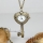brass antique style key heart pocket watch pendant long chain necklaces for men and women unisex